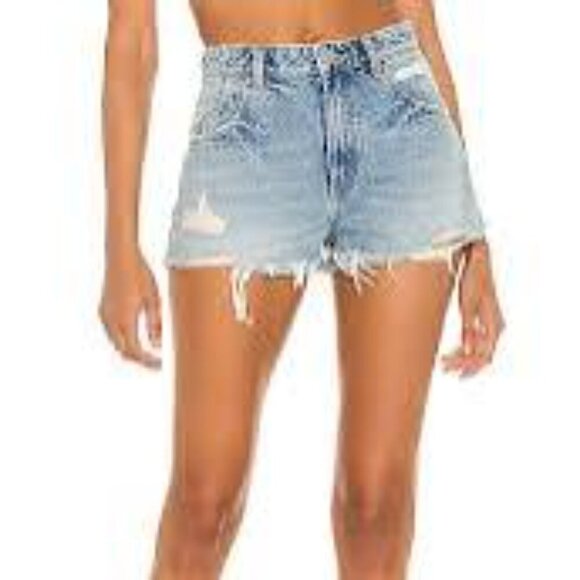 NWT Rollas Duster Short Sylvie Blue size 29 Rigid Destroyed Denim - Picture 1 of 6